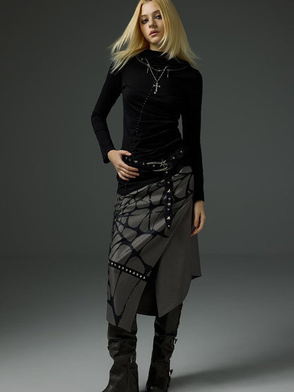 HEMOGLOBIN Printed Spiderweb Studded A Line Women&