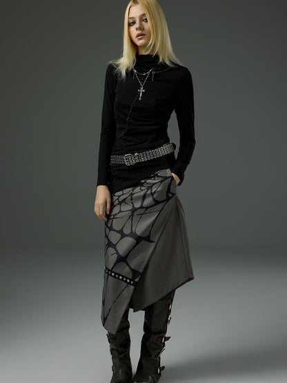 HEMOGLOBIN Printed Spiderweb Studded A Line Women&