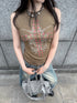 HEMOGLOBIN_Printed_Star_Round_Neck_Slim_Fit_Cotton_Women&