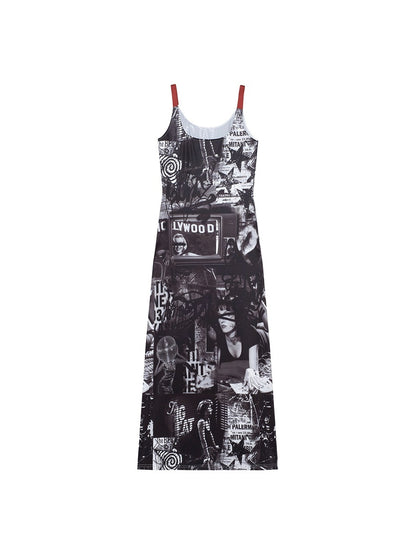HEMOGLOBIN_Punk_Print_Red_Black_Colorblock_U_Neck_Women&