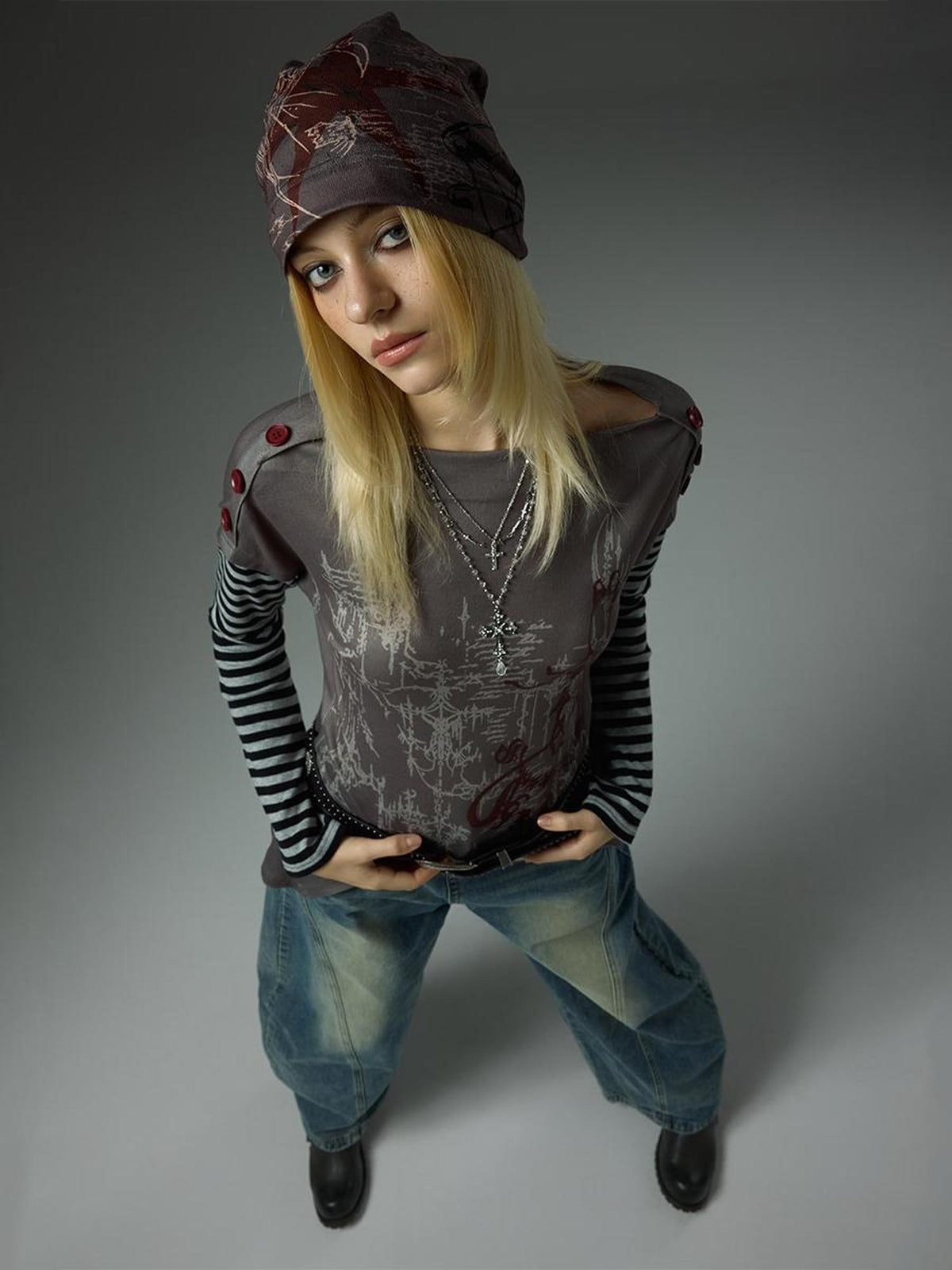 HEMOGLOBIN Punk Print Slouchy Women&
