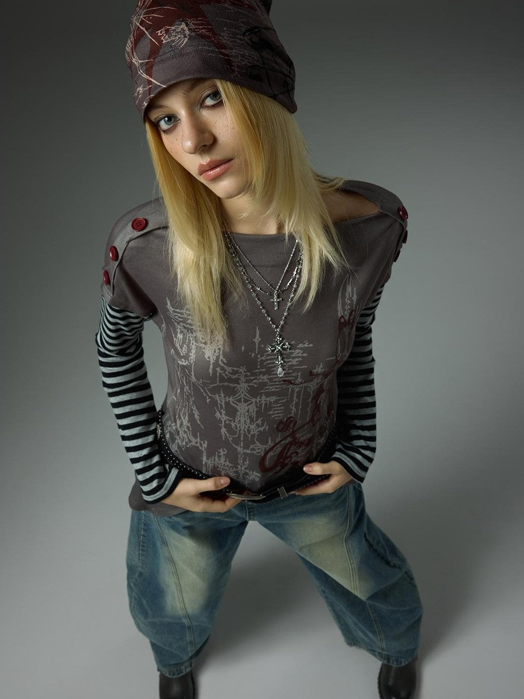 HEMOGLOBIN Punk Print Slouchy Women&