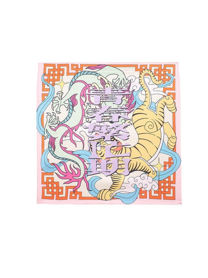 HEMOGLOBIN Purple Hand Painted Dragon Tiger Print Women&