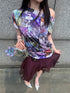 HEMOGLOBIN_Purple_Print_Off_Shoulder_Open_Back_Short_Sleeve_Polyester_Women&