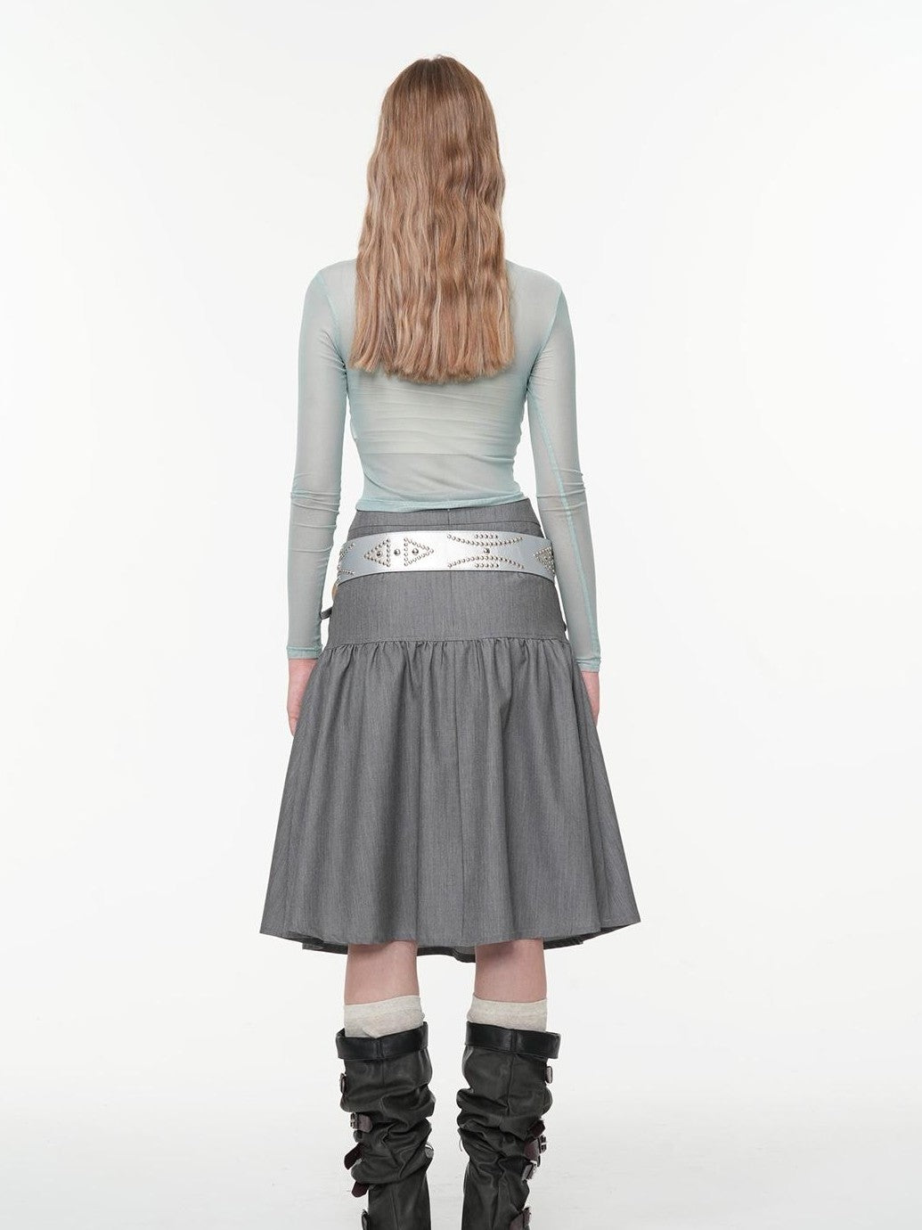 HEMOGLOBIN Ruched Design Gray Minimalist Commute Women&