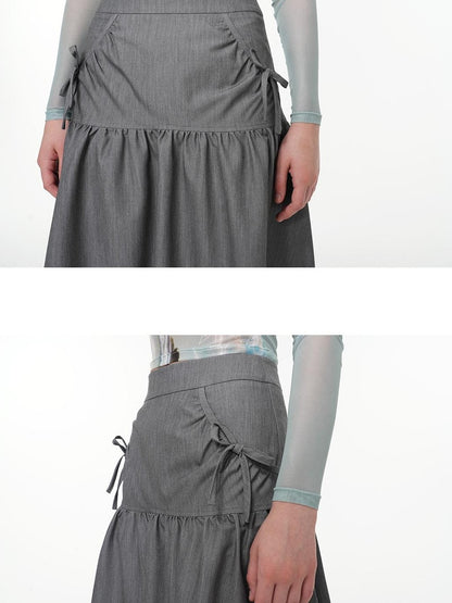 HEMOGLOBIN Ruched Design Gray Minimalist Commute Women&