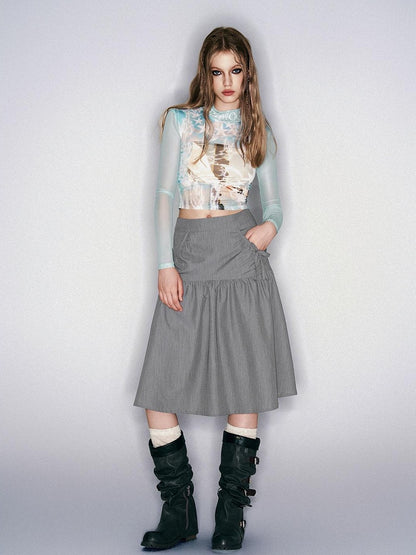 HEMOGLOBIN Ruched Design Gray Minimalist Commute Women&