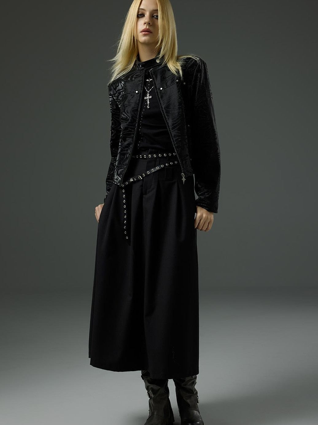 HEMOGLOBIN Studded Punk Slim Cropped Pu Women&