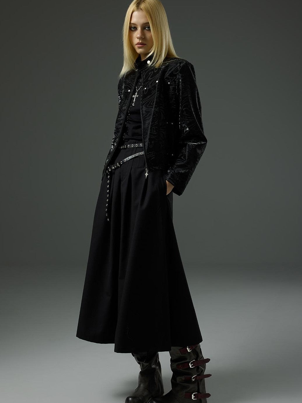 HEMOGLOBIN Studded Punk Slim Cropped Pu Women&