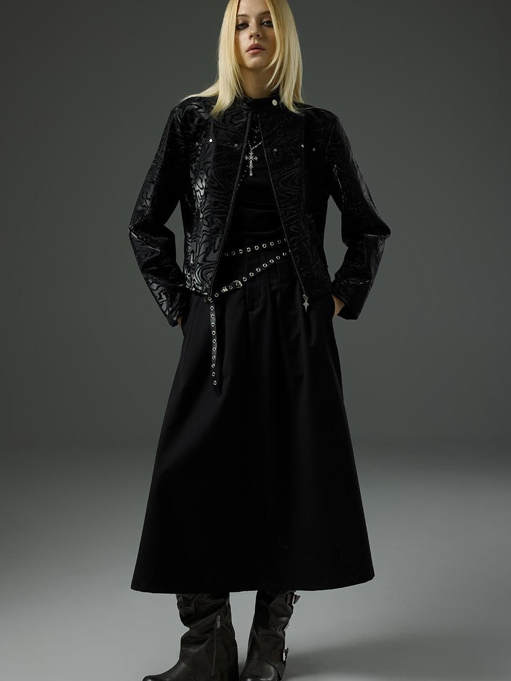 HEMOGLOBIN Studded Punk Slim Cropped Pu Women&