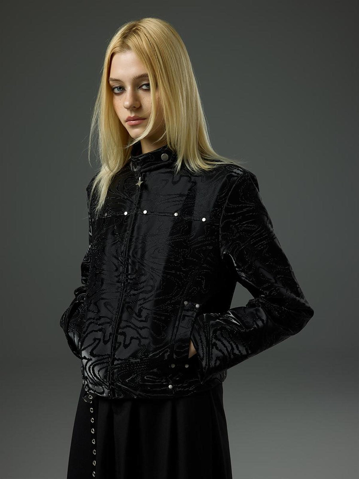 HEMOGLOBIN Studded Punk Slim Cropped Pu Women&