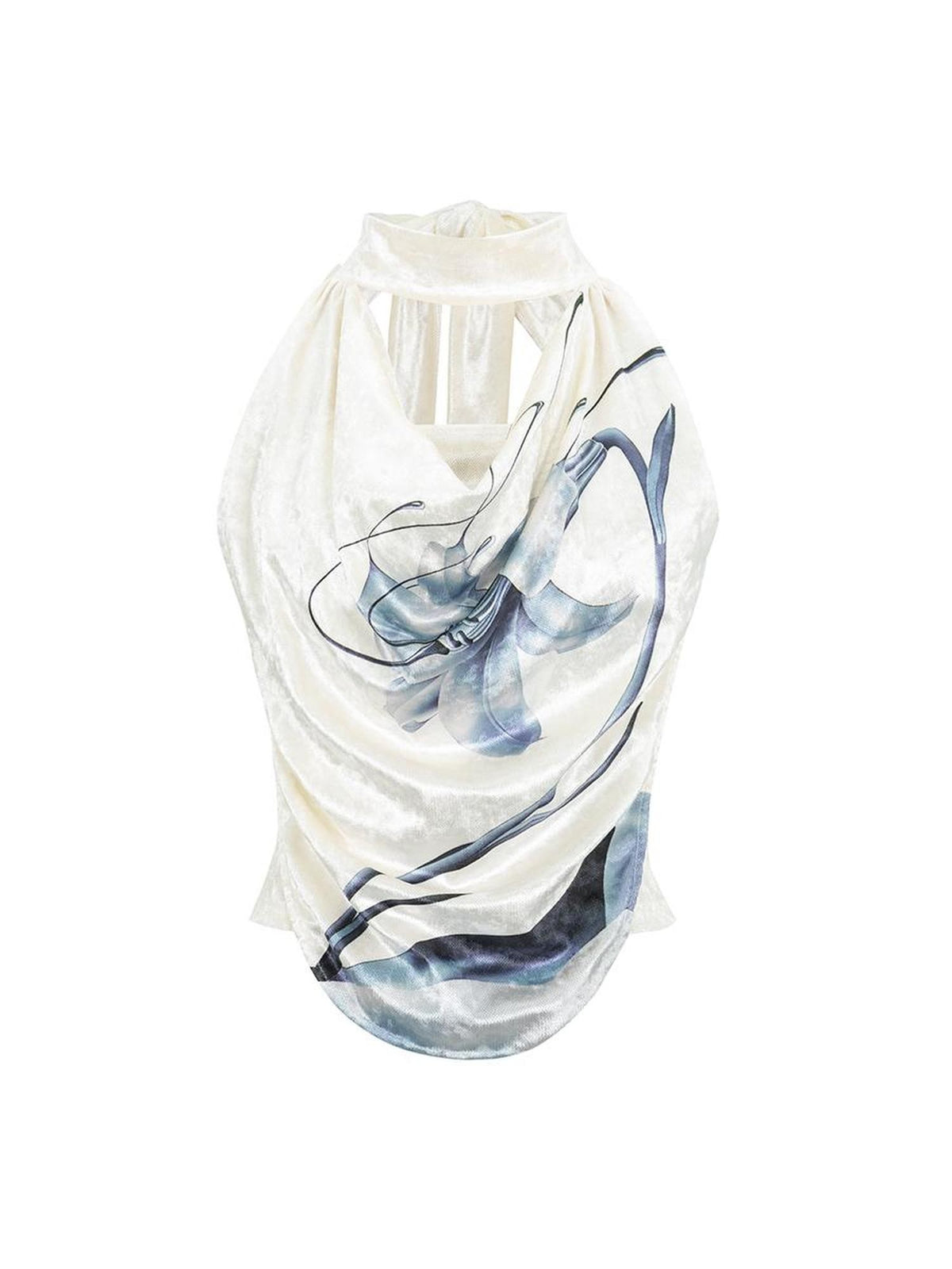HEMOGLOBIN Velvet Print Draped Neck Women&