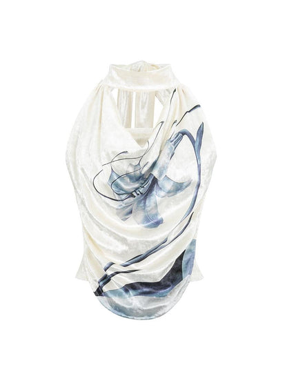 HEMOGLOBIN Velvet Print Draped Neck Women&