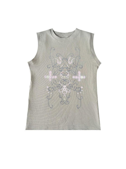 HEMOGLOBIN Vintage Graphic Digital Print Slim Fit Cotton Women&