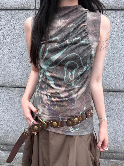 HEMOGLOBIN Vintage Tie Dye Print Slim Fit Women&