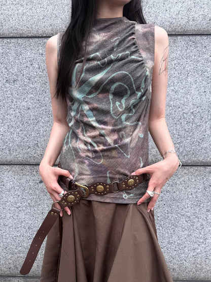 HEMOGLOBIN Vintage Tie Dye Print Slim Fit Women&