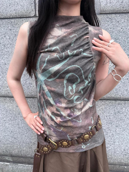 HEMOGLOBIN Vintage Tie Dye Print Slim Fit Women&