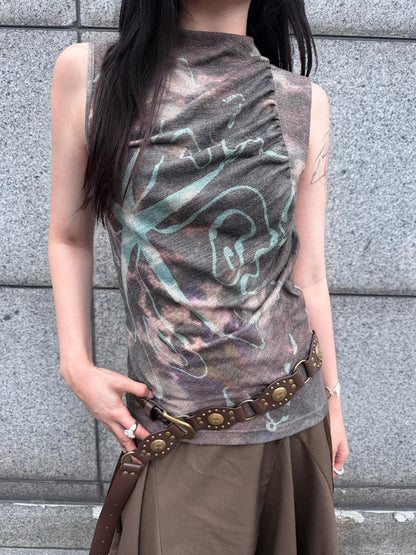 HEMOGLOBIN Vintage Tie Dye Print Slim Fit Women&