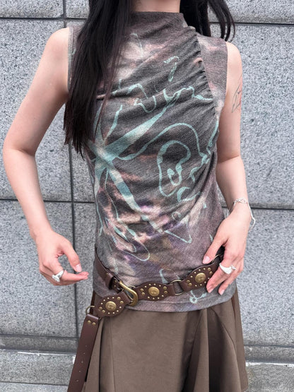 HEMOGLOBIN Vintage Tie Dye Print Slim Fit Women&