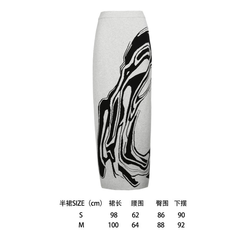 ALINNV STUDIO Two Sided Hand Painted Sweater And Straight Skirt Set