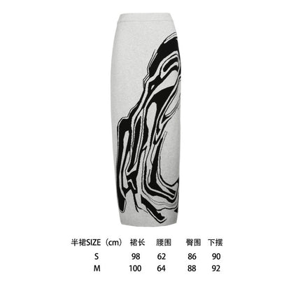 ALINNV STUDIO Two Sided Hand Painted Sweater And Straight Skirt Set