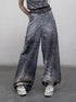 NO ROMANCE禁忌浪漫 Hand Painted Digital Print Lace Loose Denim Wide Leg Pants