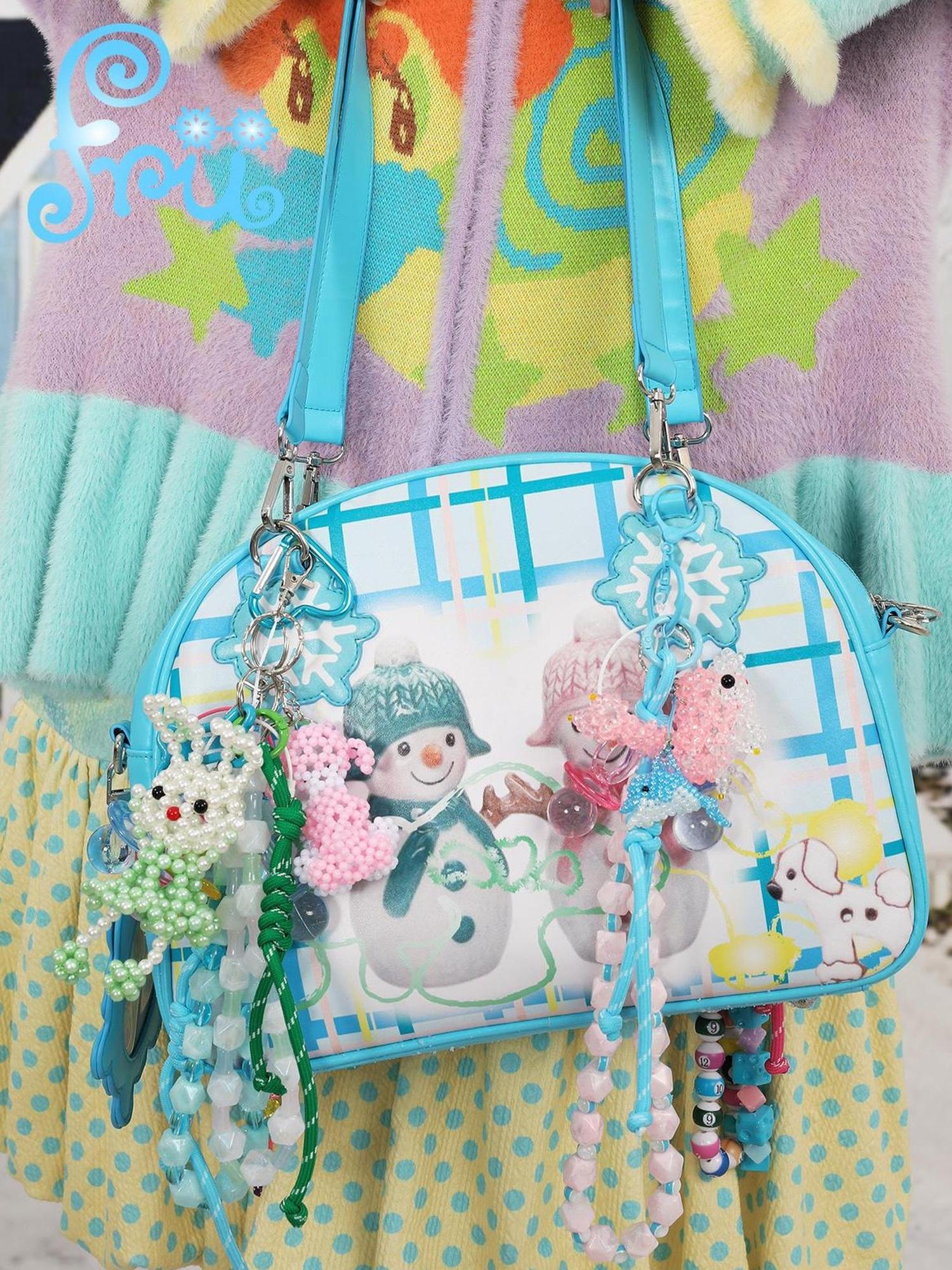 Frufru Gulu Handwoven Beaded Bunny Bag Charm Cute Cartoon Rabbit Keychain
