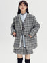 DIDDI MODA Handwoven Checkered Vest Asymmetrical Pleated Skirt Set
