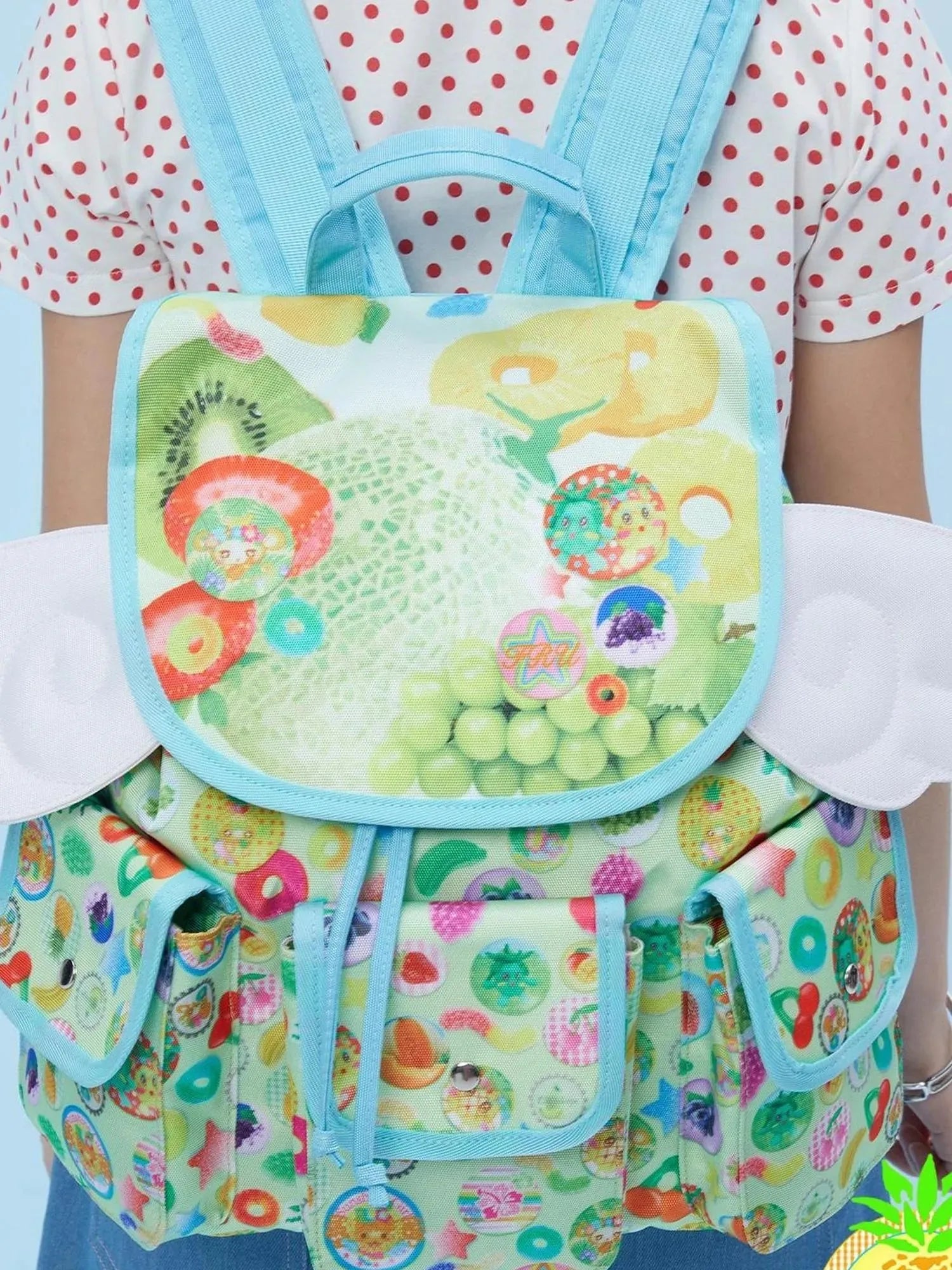 Hawaii Dream Fruit Print Backpack With Detachable Wings