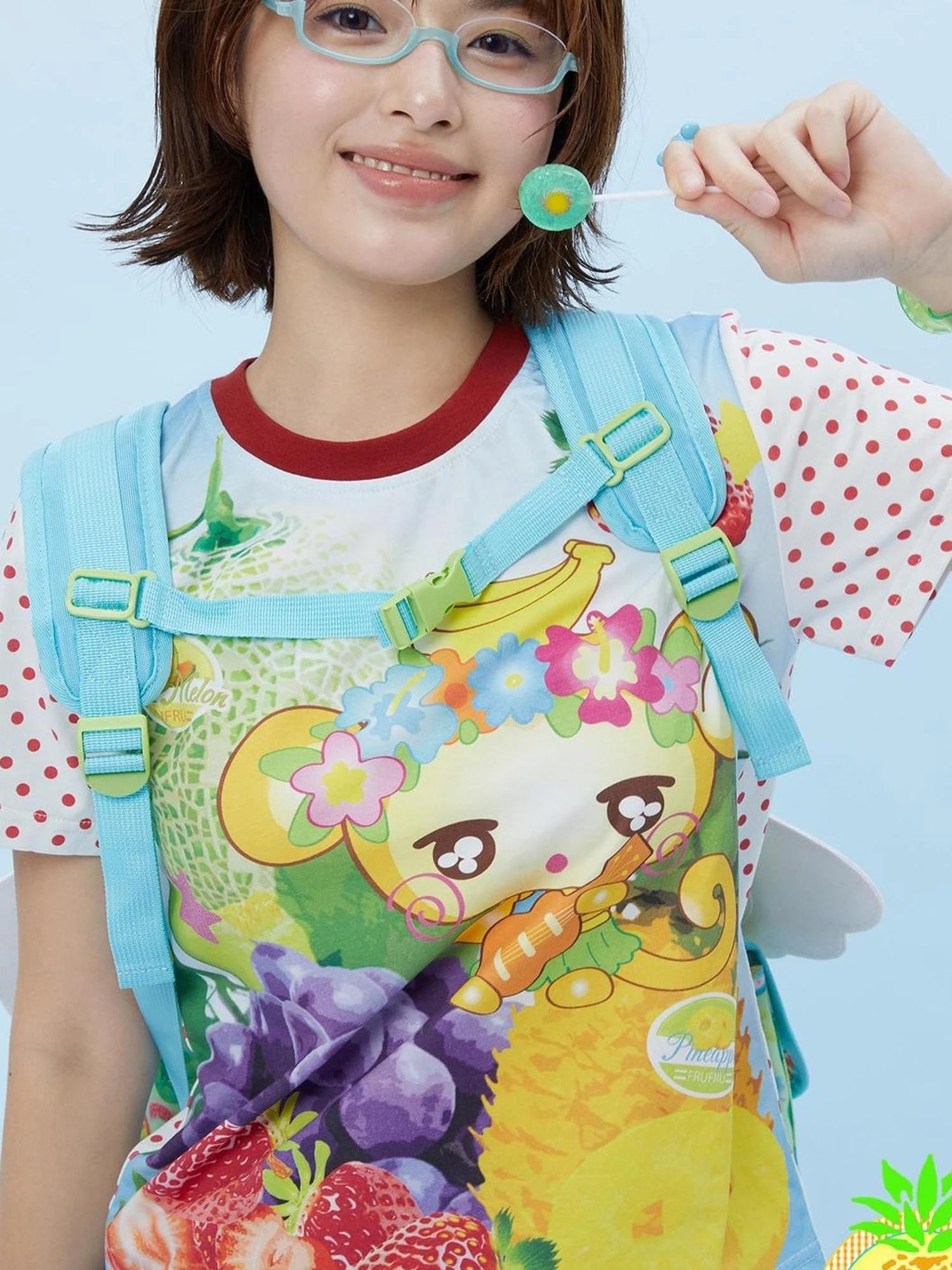 Hawaii Dream Fruit Print Backpack With Detachable Wings