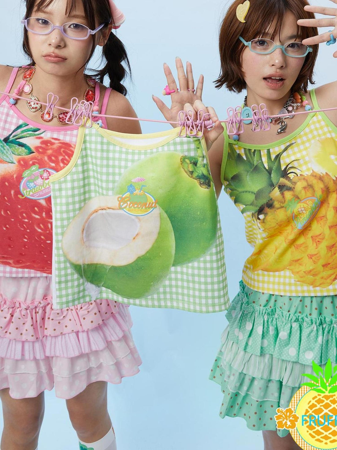 Frufru Gulu Hawaii Dream Japanese Style Fruit Print Cotton Strappy Top