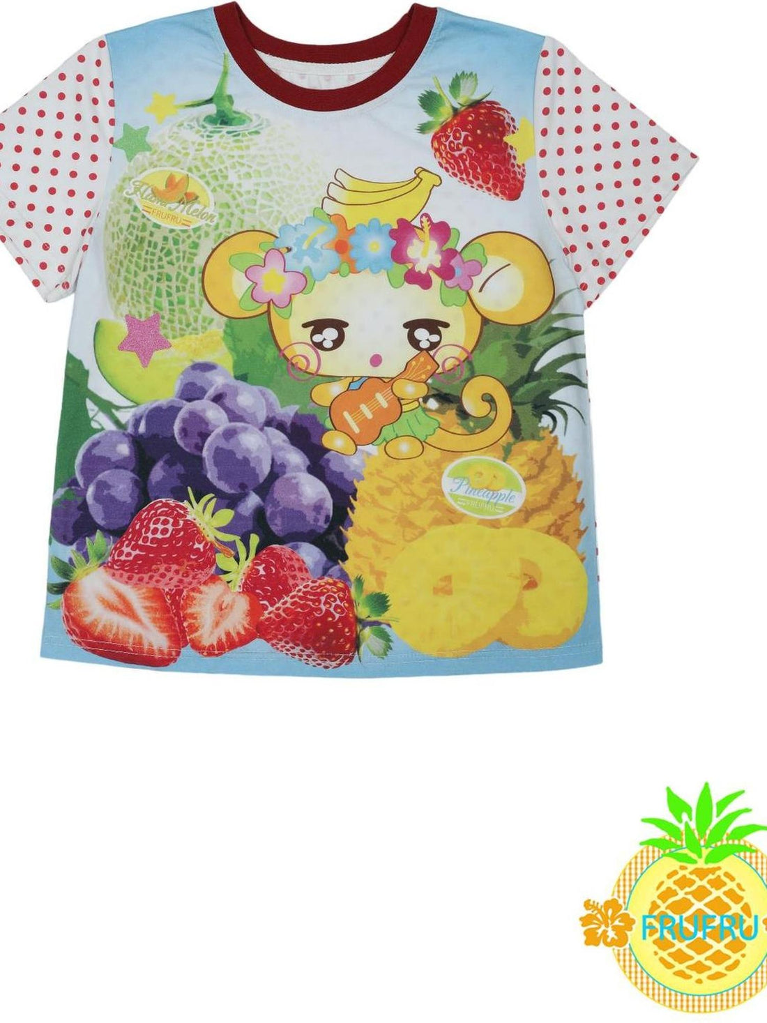 Frufru Gulu Hawaiian Dream Cute Cartoon Monkey Print Short Sleeve T Shirt