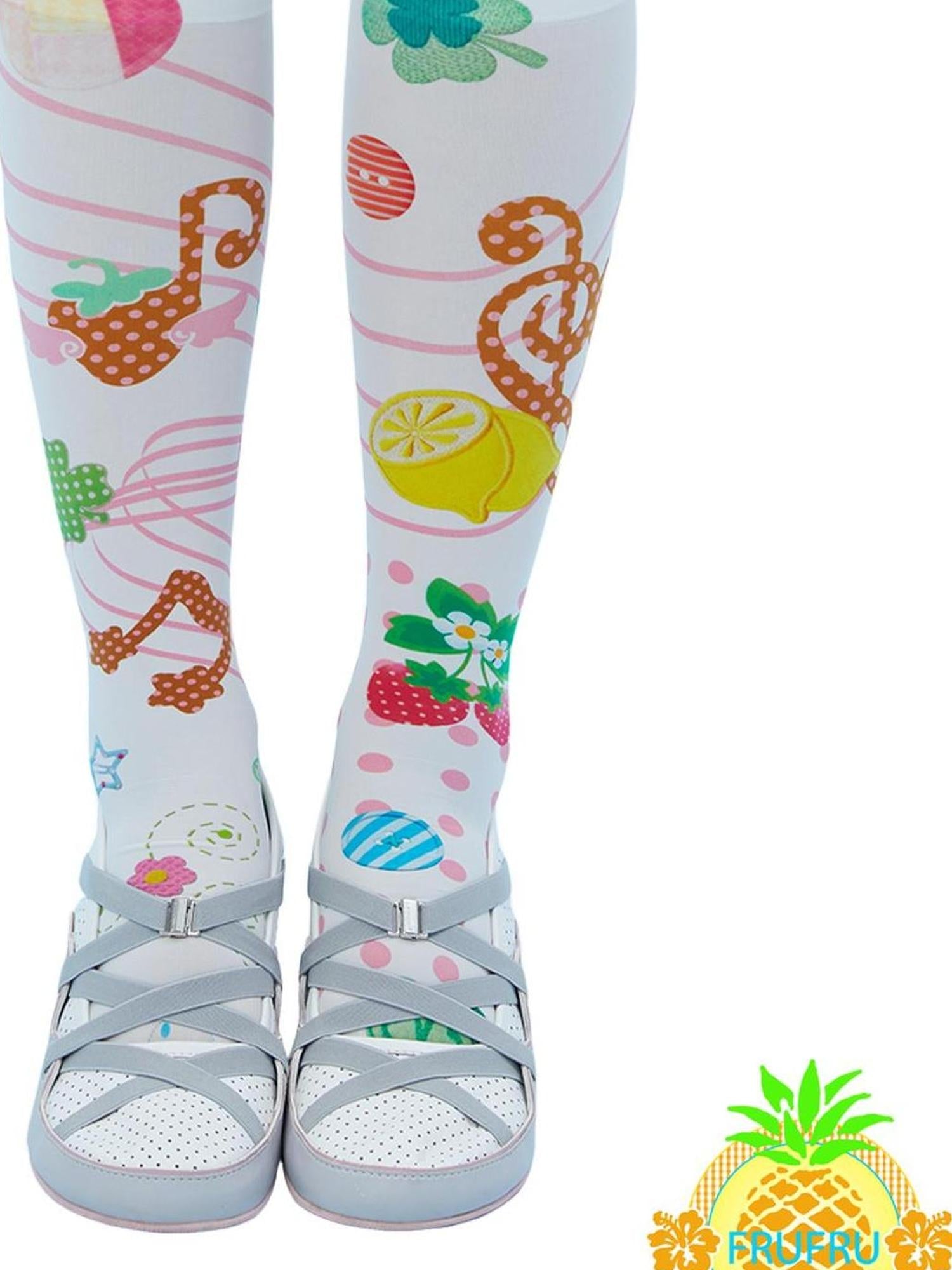 Frufru Gulu Hawaiian Dream Cute Print White Girl Socks High Elasticity