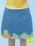 Frufru Gulu Hawaiian Dream Fruit Embroidery Denim Skirt Blue