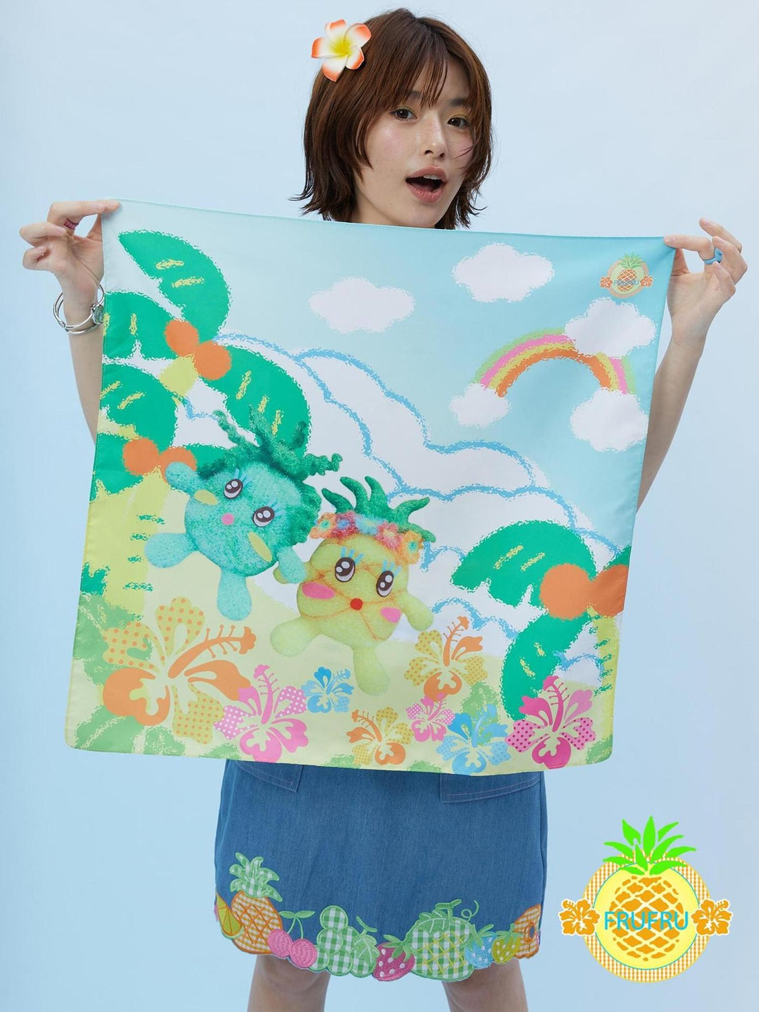 Frufru Gulu Hawaiian Dream Japanese Style Cute Cartoon Girl Square Scarf Headband