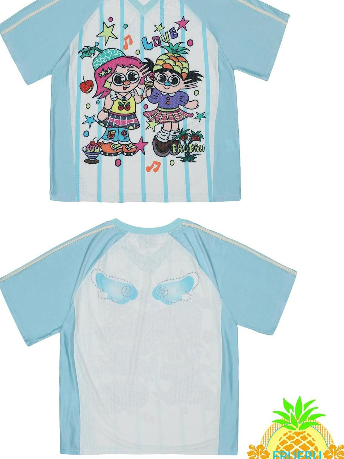 Frufru Gulu Hawaiian Dream Vintage Print Loose Baseball Tee