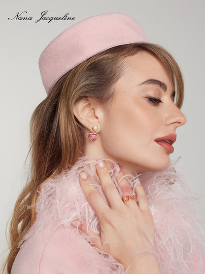 Heart of Paris Cat Eye Stone Pendant Pearl Earrings for Women
