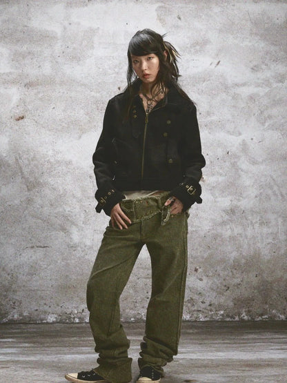 Heavy Duty Fur Lined Warm Stand Collar Thickened Jacket
