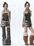 NONAME SPACE Heavy Duty Washed Camo Leg Sleeves Low Rise Distressed Shorts Set