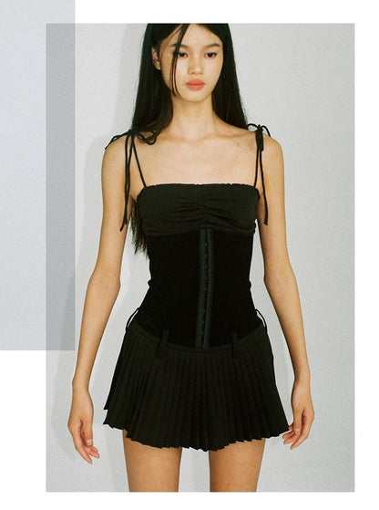 Heavy Pleat Strap Dress