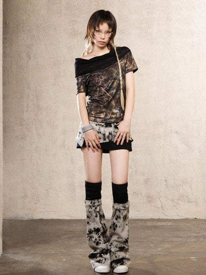 Heavyweight Tie Dye Low Rise Denim Mini Skirt
