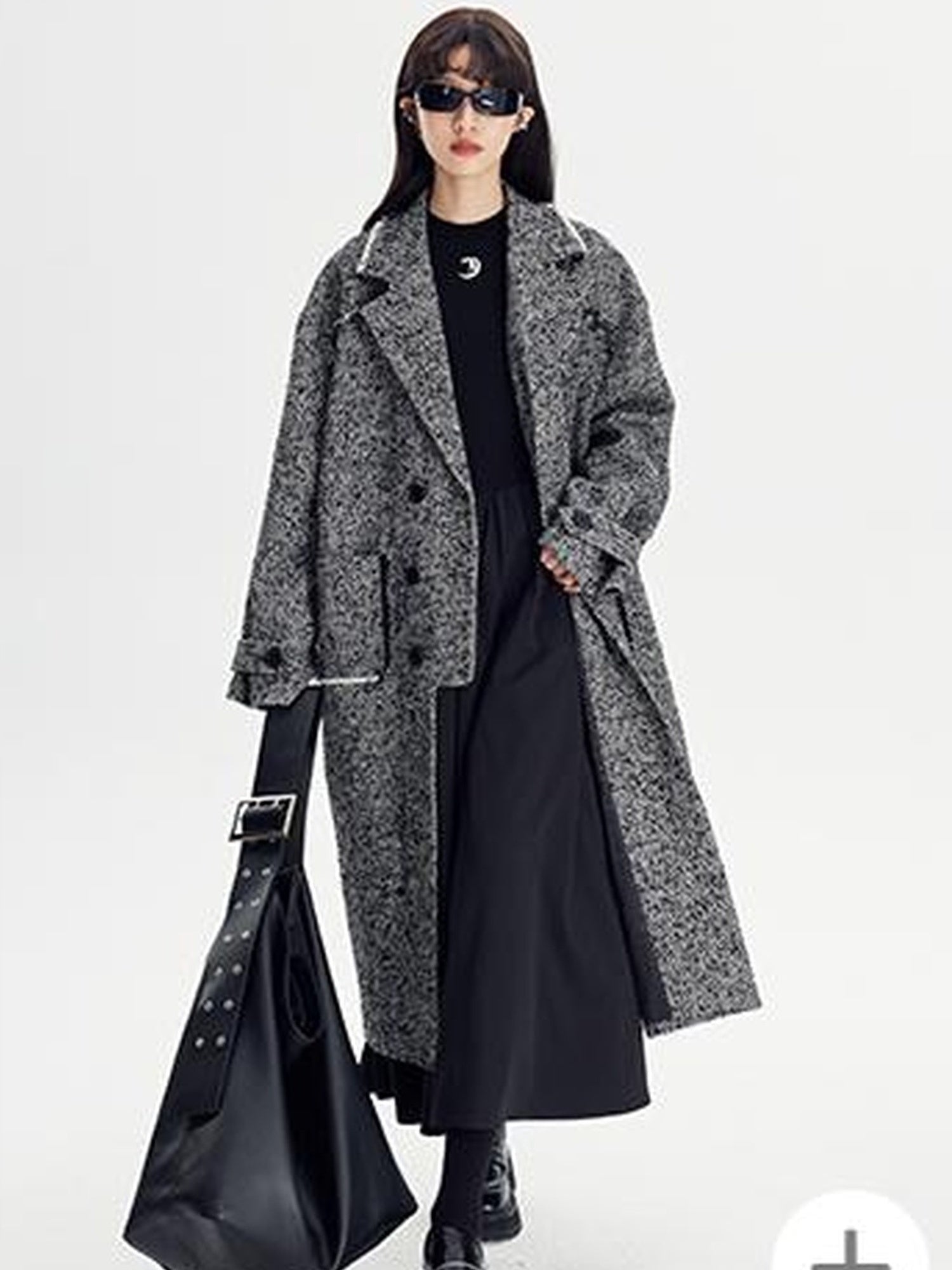 DIDDI MODA Herringbone Lazy Chic Asymmetrical Coat