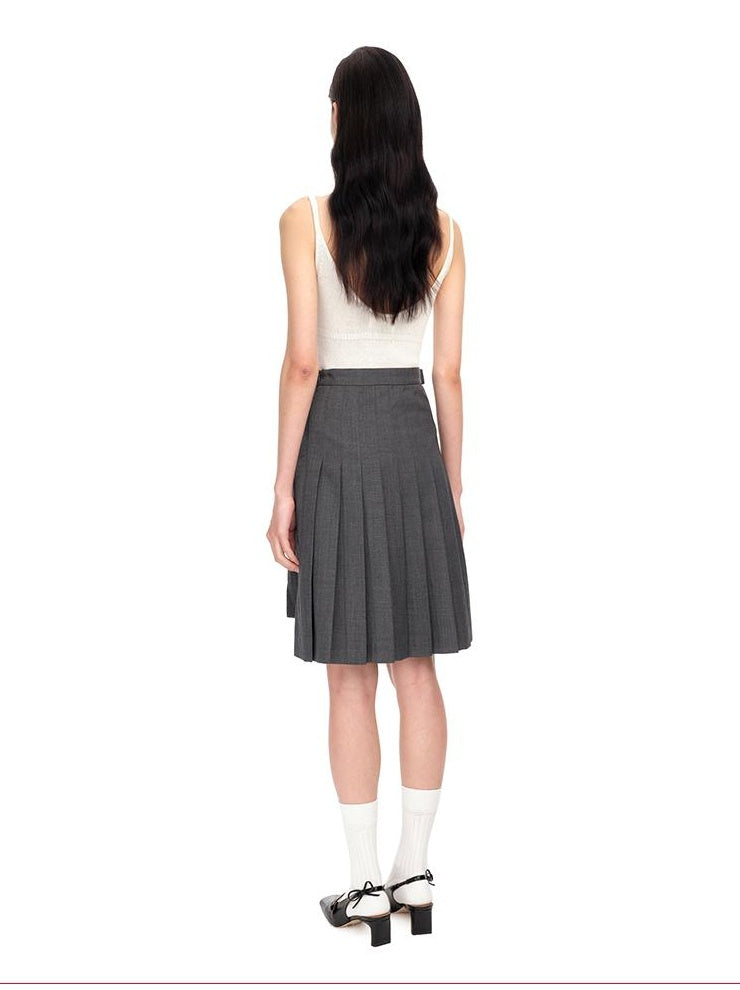 High-Waist A-Line Skirt with Bow &amp; Slit