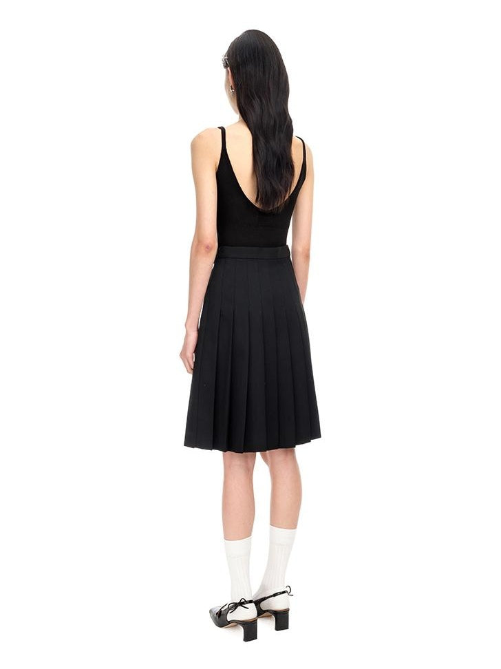 High-Waist A-Line Skirt with Bow &amp; Slit