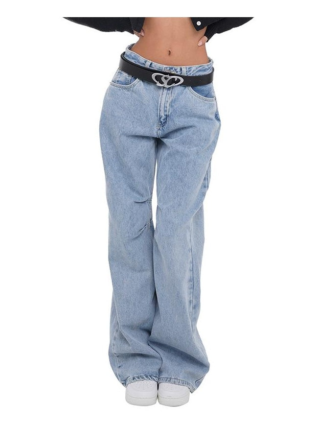 High Waisted Loose Fit Straight Leg Jeans for Women