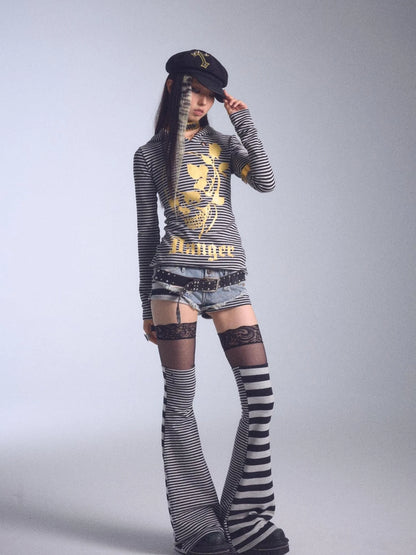 High Elastic Striped Backless Hoodie With Terry Lining Air Hole