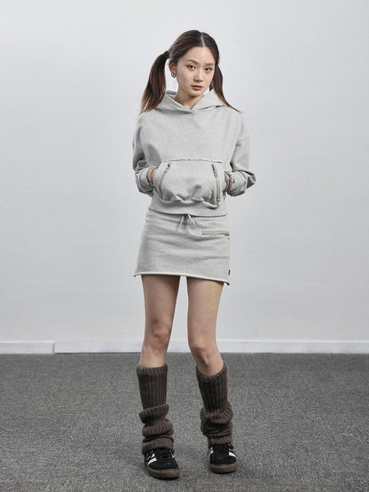 Achihara Achihara Hooded Zip Up Sweatshirt &amp; Skirt Set