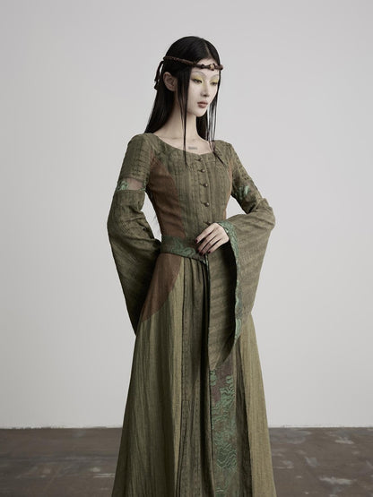 INDULGE A Line Sculpted Waist Cinch Bell Sleeves Women&