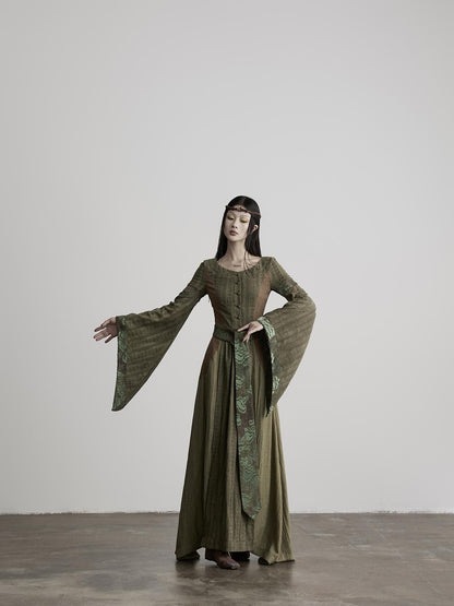 INDULGE A Line Sculpted Waist Cinch Bell Sleeves Women&