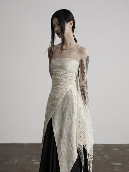 INDULGE Apricot Lace Structured Asymmetric Women&